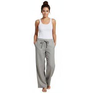 Talbots Signature Wide Leg Linen Pants Sage Green Size 8P